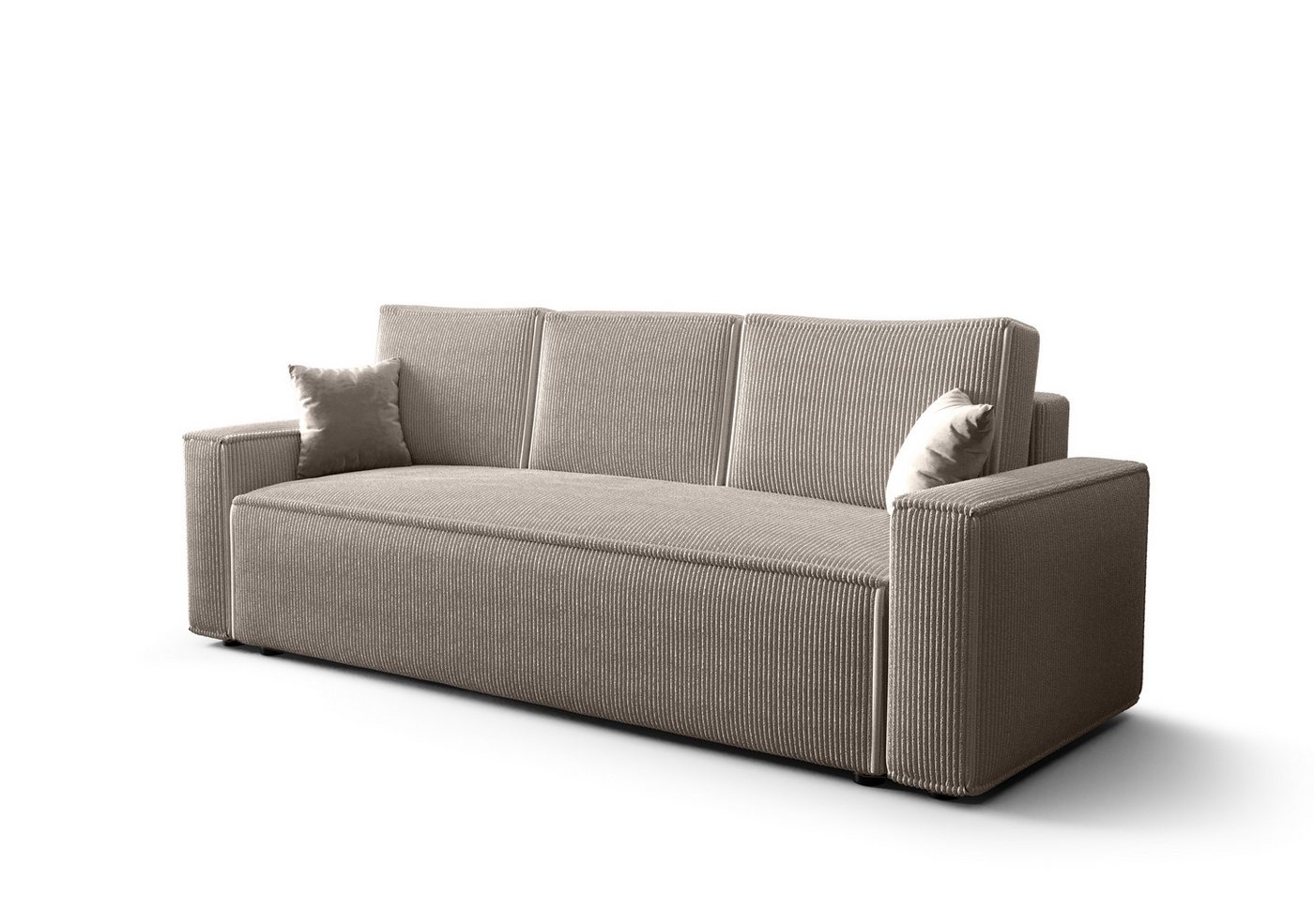 Deine Möbel 24 Schlafsofa ABRO Sofa mit Schlaffunktion Bettkasten Cord-Sofa Schlafsofa Couch, Set 2 Teile, Cord Couch, 3-Sitzer, Top Qualität von Deine Möbel 24