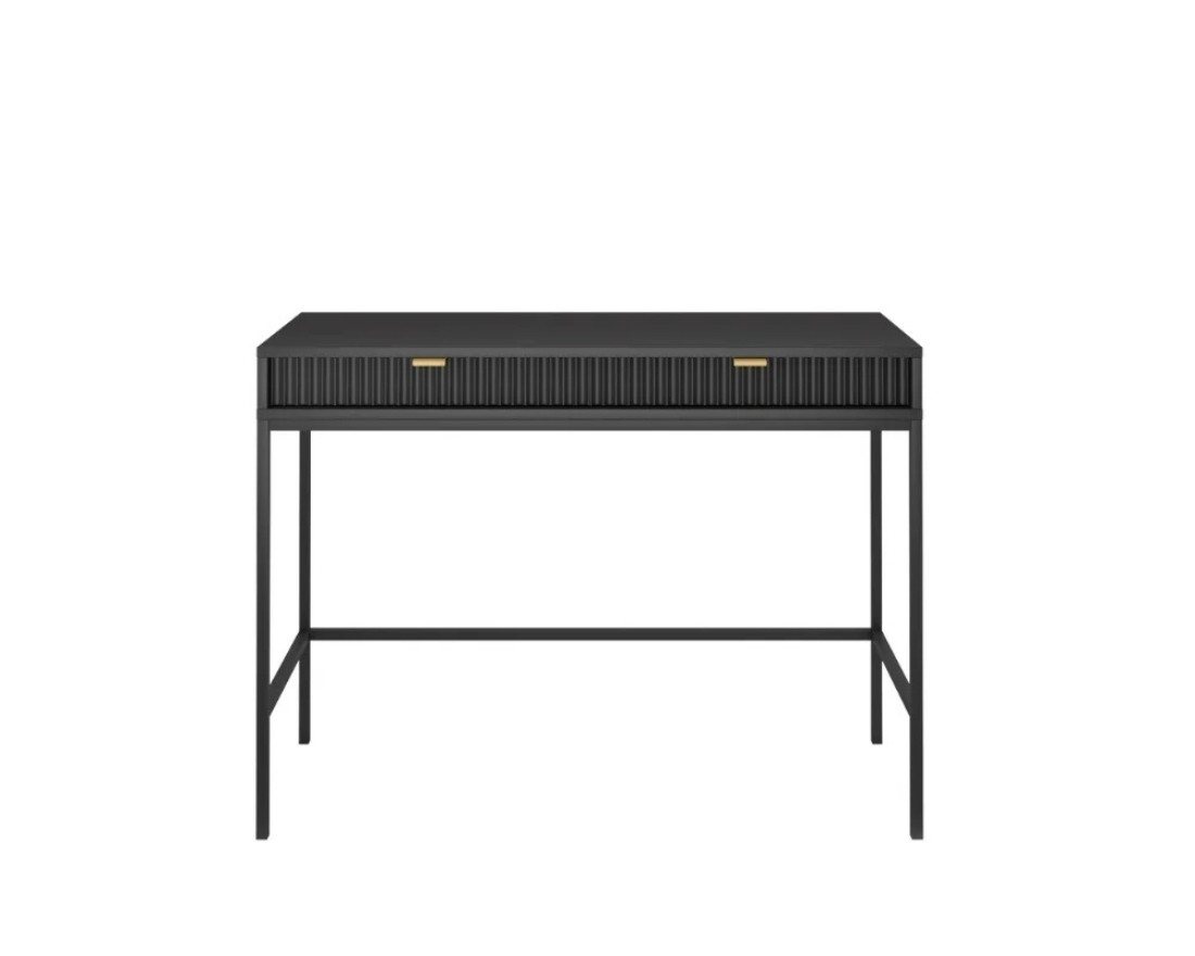 Deine Möbel 24 Schminktisch NOVO T104 Hochkommode Weiß Grau Schwarz Premium (Set, 2-St., Wohnzimmer Flur Schlafzimmer Goldene Griffe), geriffelte Fronten 104 cm breit mit 2 Schubladen von Deine Möbel 24