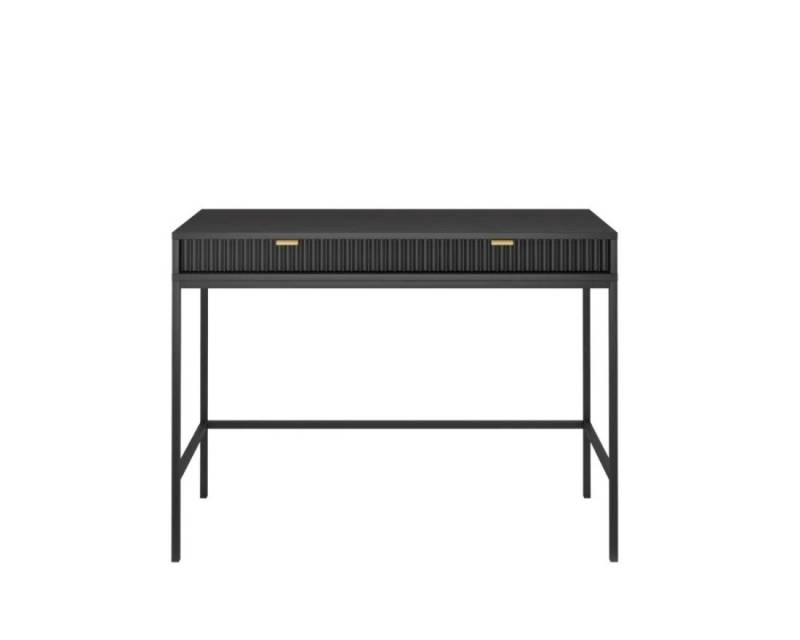 Deine Möbel 24 Schminktisch NOVO T104 Hochkommode Weiß Grau Schwarz Premium (Set, 2-St., Wohnzimmer Flur Schlafzimmer Goldene Griffe), geriffelte Fronten 104 cm breit mit 2 Schubladen von Deine Möbel 24