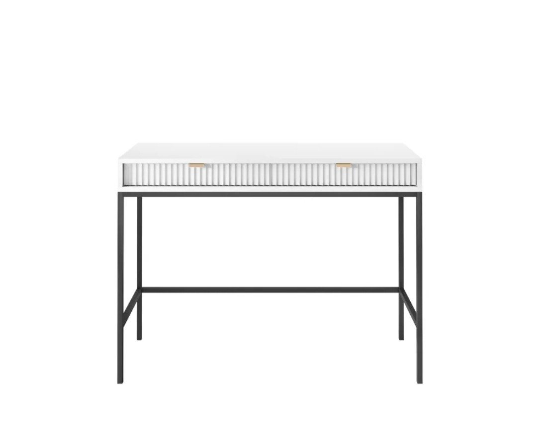 Deine Möbel 24 Schminktisch NOVO T104 Hochkommode Weiß Grau Schwarz Premium (Set, 2-St., Wohnzimmer Flur Schlafzimmer Goldene Griffe), geriffelte Fronten 104 cm breit mit 2 Schubladen von Deine Möbel 24