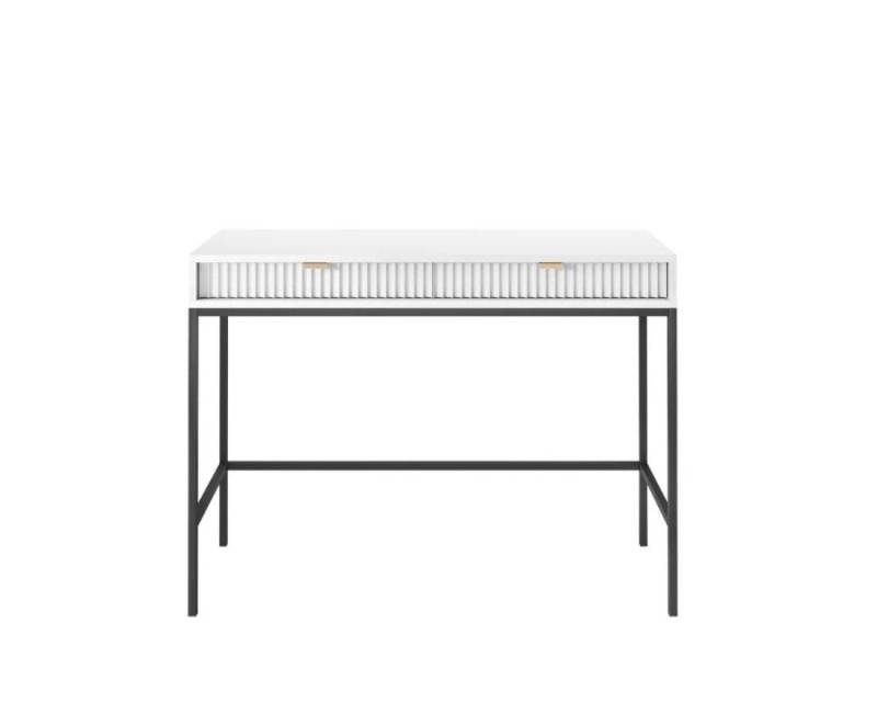 Deine Möbel 24 Schminktisch NOVO T104 Hochkommode Weiß Grau Schwarz Premium (Set, 2-St., Wohnzimmer Flur Schlafzimmer Goldene Griffe), geriffelte Fronten 104 cm breit mit 2 Schubladen von Deine Möbel 24