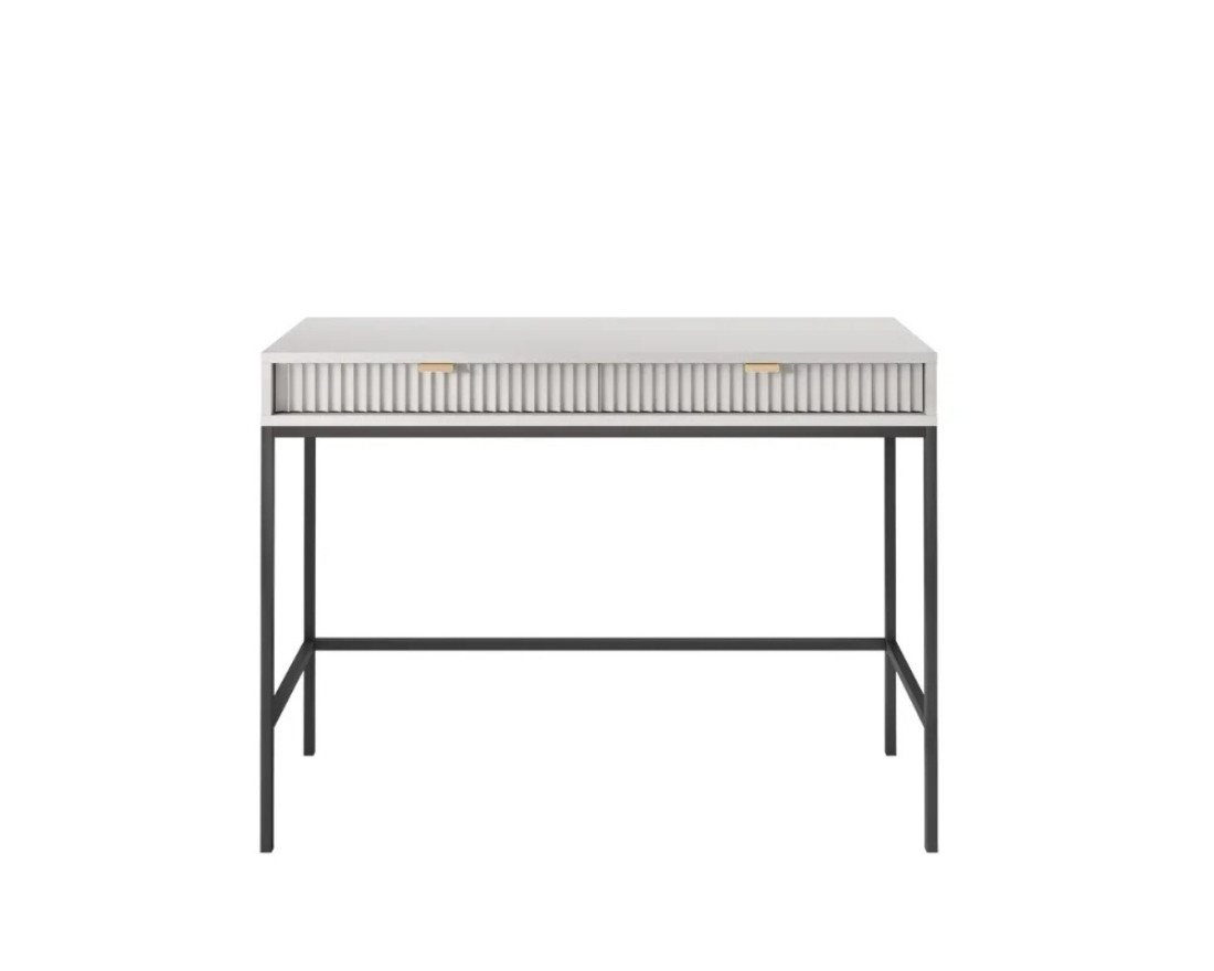Deine Möbel 24 Schminktisch NOVO T104 Hochkommode Weiß Grau Schwarz Premium (Set, 2-St., Wohnzimmer Flur Schlafzimmer Goldene Griffe), geriffelte Fronten 104 cm breit mit 2 Schubladen von Deine Möbel 24