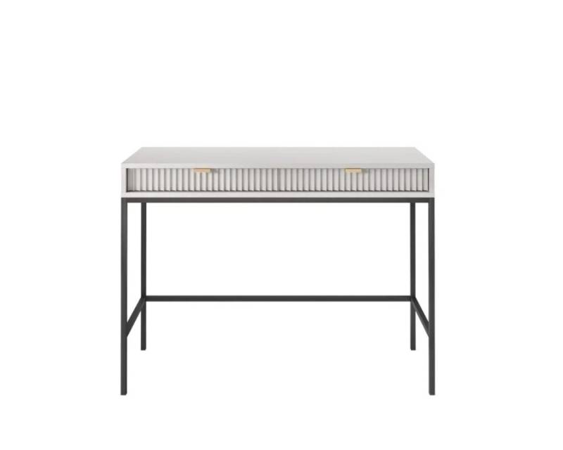 Deine Möbel 24 Schminktisch NOVO T104 Hochkommode Weiß Grau Schwarz Premium (Set, 2-St., Wohnzimmer Flur Schlafzimmer Goldene Griffe), geriffelte Fronten 104 cm breit mit 2 Schubladen von Deine Möbel 24