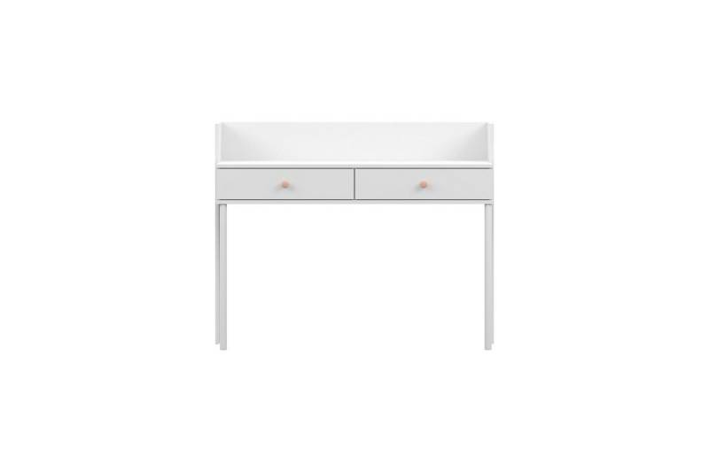 Deine Möbel 24 Schminktisch OSCAR Schreibtisch 120 cm breit mit 2 Schubladen (Set, 2-St., ganz in Weiß / Cashmere, Griffe: Rosa / Anthrazit OSCAR-Kollektion), Kinderzimmer Jugendzimmer Jungenzimmer Mädchenzimmer von Deine Möbel 24
