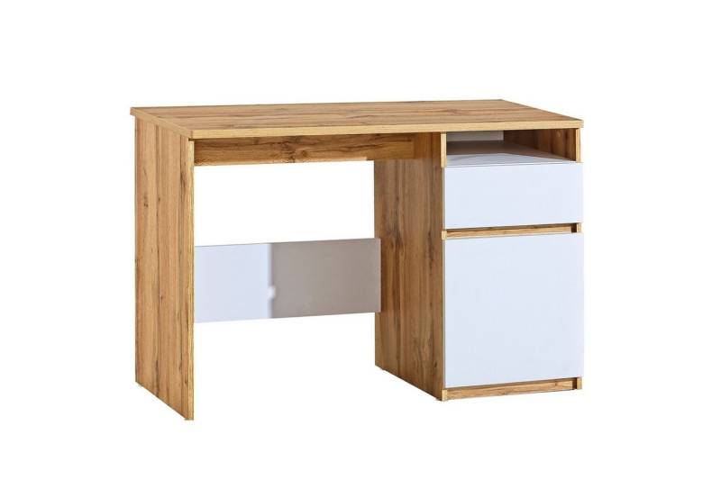 Deine Möbel 24 Schreibtisch ARCO 07 Kinderschreibtisch 120 cm breit Kinderzimmer Jugendzimmer (Set, 3-St., Set), Weiß Matt Eiche Wotan von Deine Möbel 24