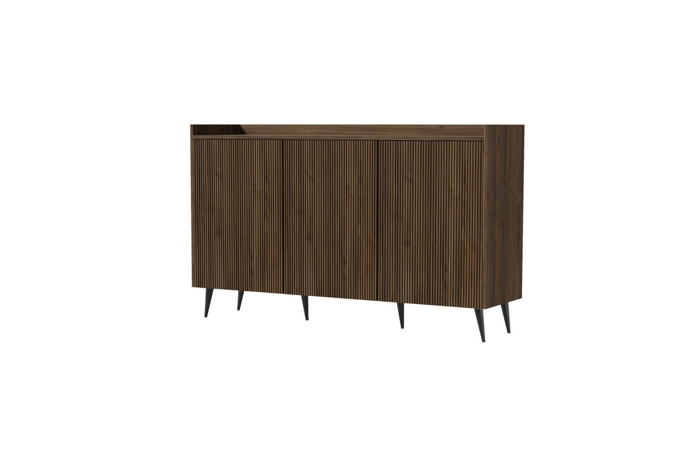 Deine Möbel 24 Sideboard DALIA 02 150 cm breit Kommode, 3-türig (DALIA-Kollektion, 1 St., ideal für Wohnzimmer, Schlafzimmer & Flur), Farbe Kashmir oder Walnuss, moderne Anrichte auf Metallfüßen von Deine Möbel 24