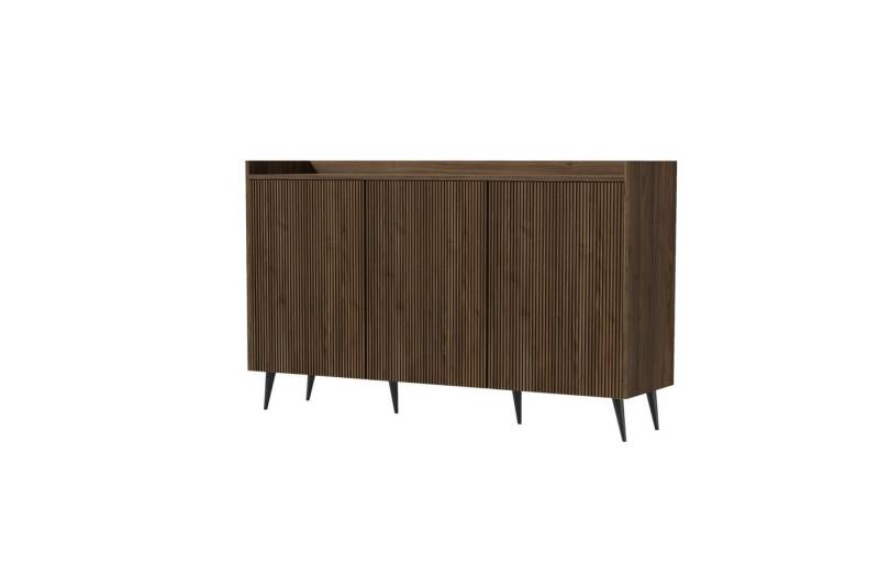 Deine Möbel 24 Sideboard DALIA 02 150 cm breit Kommode, 3-türig (DALIA-Kollektion, 1 St., ideal für Wohnzimmer, Schlafzimmer & Flur), Farbe Kashmir oder Walnuss, moderne Anrichte auf Metallfüßen von Deine Möbel 24