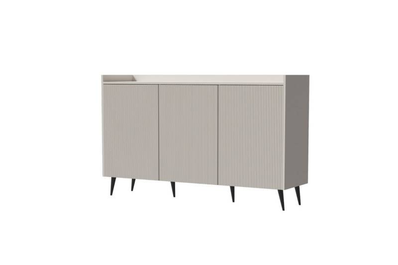 Deine Möbel 24 Sideboard DALIA 02 150 cm breit Kommode, 3-türig (DALIA-Kollektion, 1 St., ideal für Wohnzimmer, Schlafzimmer & Flur), Farbe Kashmir oder Walnuss, moderne Anrichte auf Metallfüßen von Deine Möbel 24