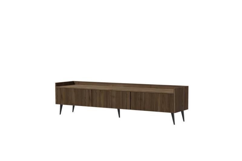 Deine Möbel 24 TV-Board DALIA 05 TV-Lowboard TV-Schrank 180 cm breit (DALIA-Kollektion, 1 St., ideal für Wohnzimmer), 3 Klappen, geriffelte Fronten, Farbe Kashmir oder Walnus von Deine Möbel 24
