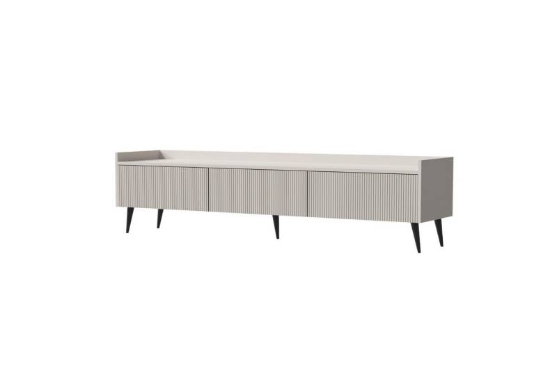 Deine Möbel 24 TV-Board DALIA 05 TV-Lowboard TV-Schrank 180 cm breit (DALIA-Kollektion, 1 St., ideal für Wohnzimmer), 3 Klappen, geriffelte Fronten, Farbe Kashmir oder Walnus von Deine Möbel 24
