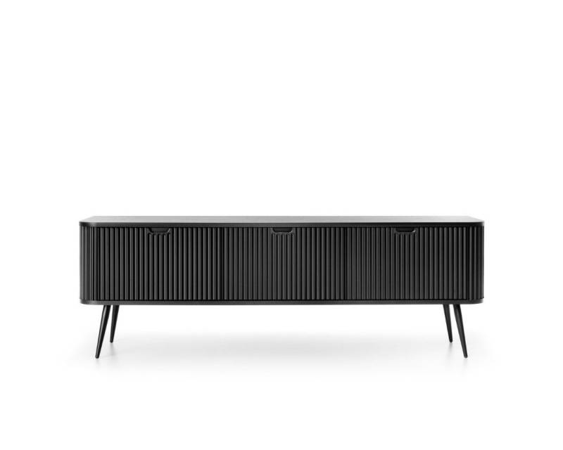 Deine Möbel 24 TV-Board MODERNO 168 cm breit RTV-Schrank Fehrnseher Tisch (Set, 3 St., geriffelte Fronten), Weiß Schwarz Beige Caschmir Gold von Deine Möbel 24
