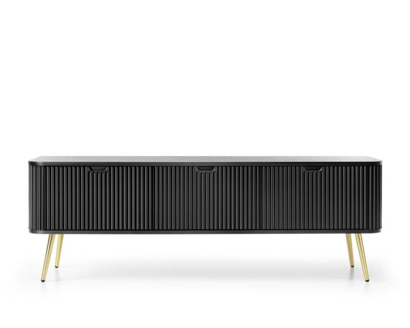 Deine Möbel 24 TV-Board MODERNO 168 cm breit RTV-Schrank Fehrnseher Tisch (Set, 3 St., geriffelte Fronten), Weiß Schwarz Beige Caschmir Gold von Deine Möbel 24
