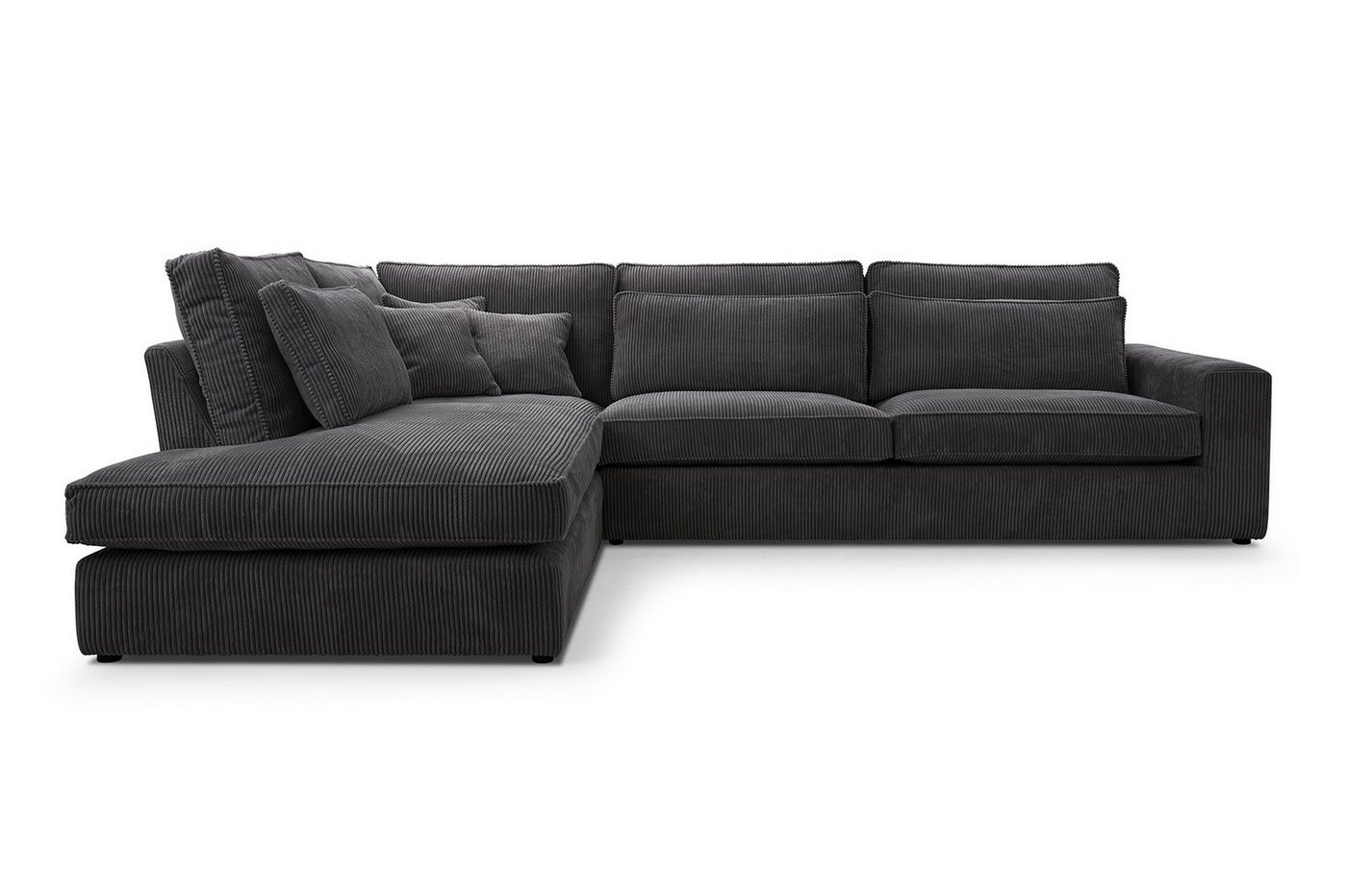 Deine Möbel 24 Wohnlandschaft CAREN Ecksofa Sofa Wohnzimmer L-Couch Cord Samt, Grau Beige Anthrazit 2 Teile, mit Wellenunterfederung, ohne Schlaffunktion, ohne Bettkasten von Deine Möbel 24