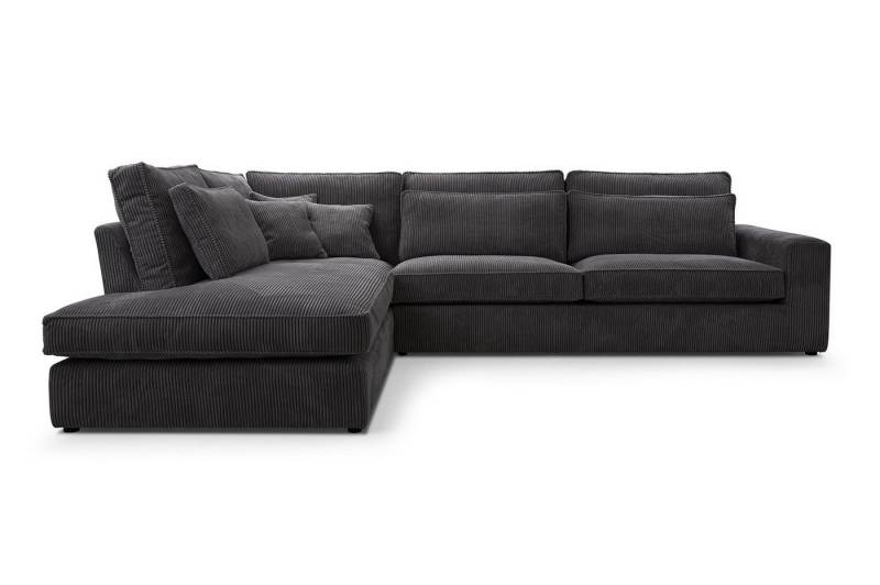 Deine Möbel 24 Wohnlandschaft CAREN XL Ecksofa Sofa Wohnzimmer L-Couch Cord Samt, Grau Beige Anthrazit 2 Teile, mit Wellenunterfederung, ohne Schlaffunktion, ohne Bettkasten von Deine Möbel 24