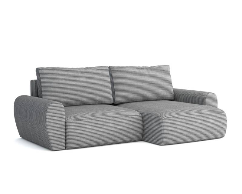 Deine Möbel 24 Wohnlandschaft HEIDI 253 cm breit Ecksofa Sofa Wohnzimmer L-Couch Cord Samt, Grau Beige Dunkelgrau Anthrazit Graphit Schwarz Hellgrau 3 Teile, mit Bettkasten Stauraum Bettfunktion Schlaffunktion von Deine Möbel 24