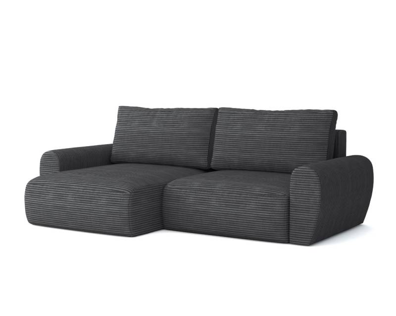 Deine Möbel 24 Wohnlandschaft HEIDI 253 cm breit Ecksofa Sofa Wohnzimmer L-Couch Cord Samt, Grau Beige Dunkelgrau Anthrazit Graphit Schwarz Hellgrau 3 Teile, mit Bettkasten Stauraum Bettfunktion Schlaffunktion von Deine Möbel 24