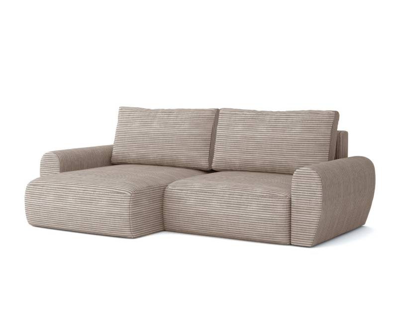 Deine Möbel 24 Wohnlandschaft HEIDI 253 cm breit Ecksofa Sofa Wohnzimmer L-Couch Cord Samt, Grau Beige Dunkelgrau Anthrazit Graphit Schwarz Hellgrau 3 Teile, mit Bettkasten Stauraum Bettfunktion Schlaffunktion von Deine Möbel 24