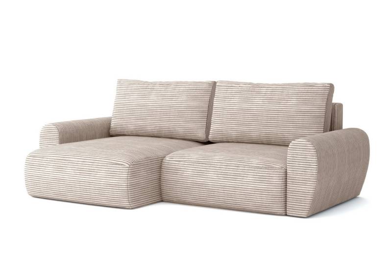 Deine Möbel 24 Wohnlandschaft HEIDI 253 cm breit Ecksofa Sofa Wohnzimmer L-Couch Cord Samt, Grau Beige Dunkelgrau Anthrazit Graphit Schwarz Hellgrau 3 Teile, mit Bettkasten Stauraum Bettfunktion Schlaffunktion von Deine Möbel 24