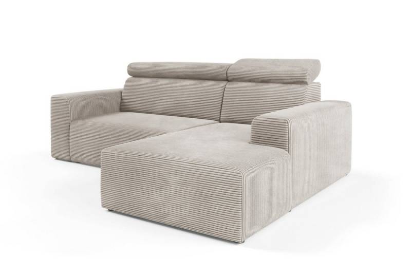 Deine Möbel 24 Wohnlandschaft KLAUS L 248 cm breit Ecksofa Sofa Wohnzimmer L-Couch Cord Samt, Beige Creme Grau Hellgrau Anthrazit Schwarz 2 Teile, Ohne Bettfunktion Cord-Stoff Kord von Deine Möbel 24