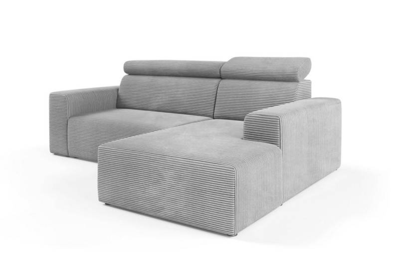 Deine Möbel 24 Wohnlandschaft KLAUS L 248 cm breit Ecksofa Sofa Wohnzimmer L-Couch Cord Samt, Beige Creme Grau Hellgrau Anthrazit Schwarz 2 Teile, Ohne Bettfunktion Cord-Stoff Kord von Deine Möbel 24