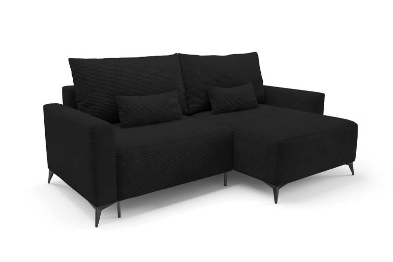 Deine Möbel 24 Wohnlandschaft LOCA L 239 cm breit Ecksofa Sofa Wohnzimmer L-Couch Cord Samt, Beige Creme Grau Hellgrau Anthrazit Schwarz 2 Teile, mit Schlaffunktion Bettfunktion von Deine Möbel 24