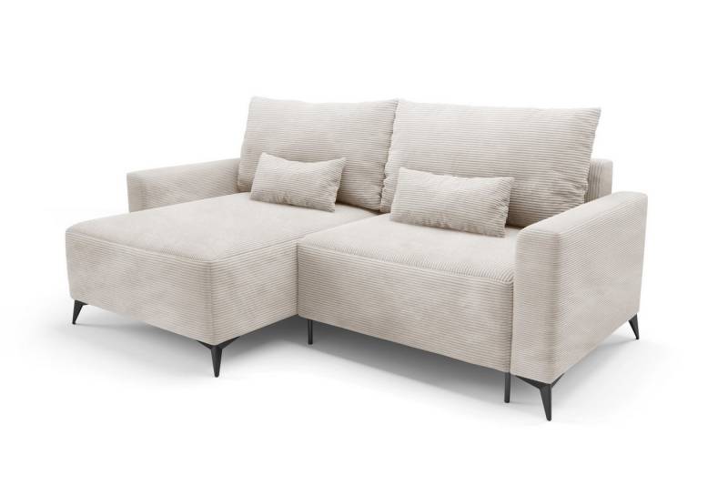 Deine Möbel 24 Wohnlandschaft LOCA L 239 cm breit Ecksofa Sofa Wohnzimmer L-Couch Cord Samt, Beige Creme Grau Hellgrau Anthrazit Schwarz 2 Teile, mit Schlaffunktion Bettfunktion von Deine Möbel 24
