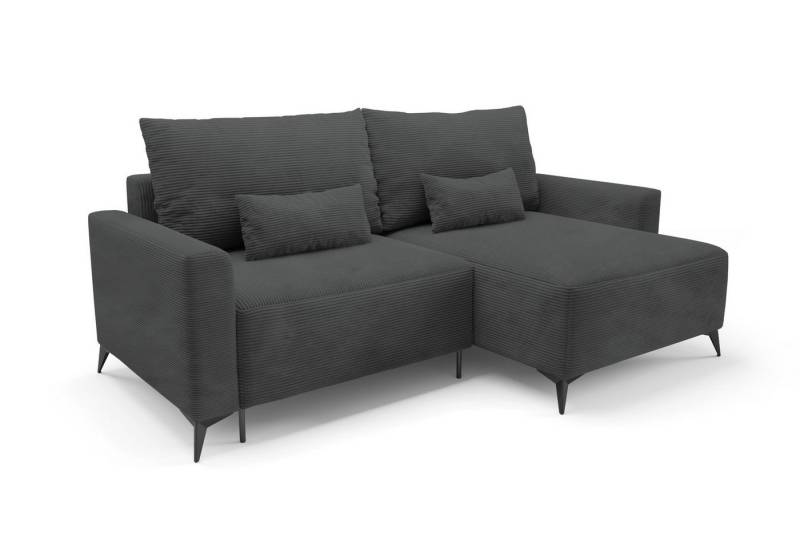 Deine Möbel 24 Wohnlandschaft LOCA L 239 cm breit Ecksofa Sofa Wohnzimmer L-Couch Cord Samt, Beige Creme Grau Hellgrau Anthrazit Schwarz 2 Teile, mit Schlaffunktion Bettfunktion von Deine Möbel 24