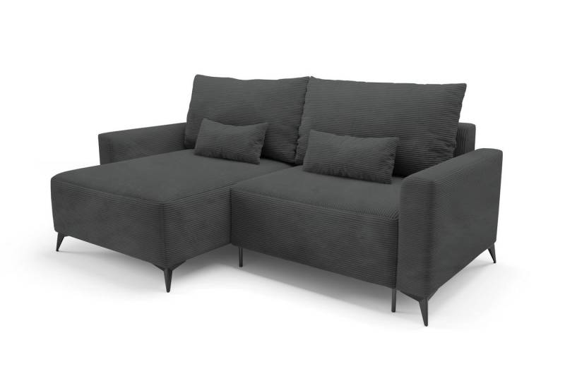 Deine Möbel 24 Wohnlandschaft LOCA L 239 cm breit Ecksofa Sofa Wohnzimmer L-Couch Cord Samt, Beige Creme Grau Hellgrau Anthrazit Schwarz 2 Teile, mit Schlaffunktion Bettfunktion von Deine Möbel 24