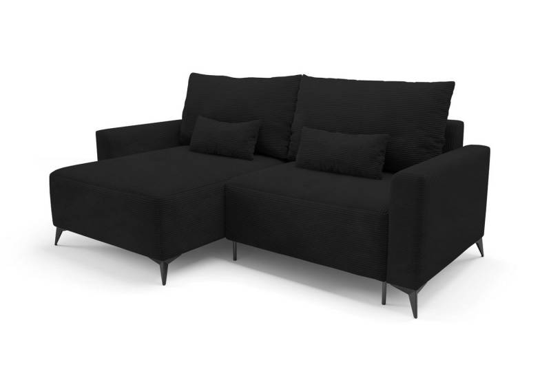 Deine Möbel 24 Wohnlandschaft LOCA L 239 cm breit Ecksofa Sofa Wohnzimmer L-Couch Cord Samt, Beige Creme Grau Hellgrau Anthrazit Schwarz 2 Teile, mit Schlaffunktion Bettfunktion von Deine Möbel 24