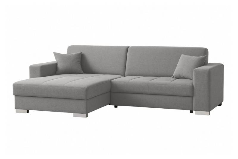 Deine Möbel 24 Wohnlandschaft MARA L-Sofa mit Schlaffunktion und Bettkasten, Couch in Beige, Hellgrau, Grau und Schwarz - Webstoff 1 Teile, Ecksofa mit praktischer Schlaffunktion und großem Bettkasten von Deine Möbel 24
