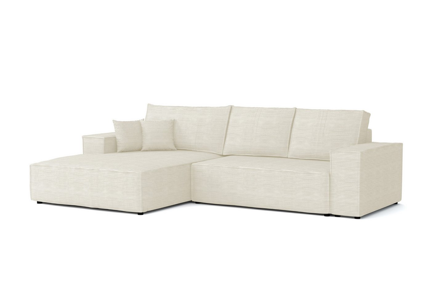Deine Möbel 24 Wohnlandschaft MARCO 294 cm breit Ecksofa Sofa Wohnzimmer L-Couch Cord Samt, Grau Beige Dunkelgrau Anthrazit Graphit Schwarz Hellgrau 3 Teile, mit Schlaffunktion Bettfunktion Bettkasten Stauraum von Deine Möbel 24