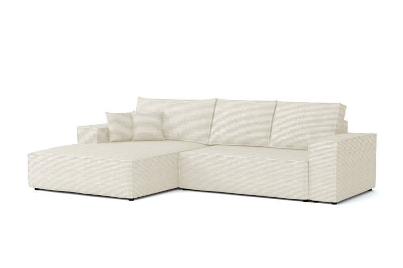 Deine Möbel 24 Wohnlandschaft MARCO 294 cm breit Ecksofa Sofa Wohnzimmer L-Couch Cord Samt, Grau Beige Dunkelgrau Anthrazit Graphit Schwarz Hellgrau 3 Teile, mit Schlaffunktion Bettfunktion Bettkasten Stauraum von Deine Möbel 24