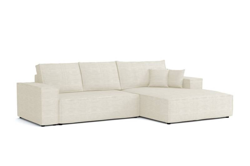 Deine Möbel 24 Wohnlandschaft MARCO 294 cm breit Ecksofa Sofa Wohnzimmer L-Couch Cord Samt, Grau Beige Dunkelgrau Anthrazit Graphit Schwarz Hellgrau 3 Teile, mit Schlaffunktion Bettfunktion Bettkasten Stauraum von Deine Möbel 24