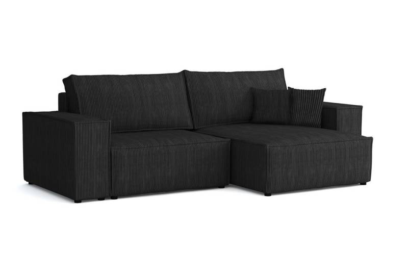 Deine Möbel 24 Wohnlandschaft MATT 255 cm breit Ecksofa Sofa Wohnzimmer L-Couch Cord Samt, Grau Beige Dunkelgrau Anthrazit Graphit Schwarz Hellgrau 2 Teile, mit Schlaffuntion Bettkasten Stauraum Bettkasten von Deine Möbel 24
