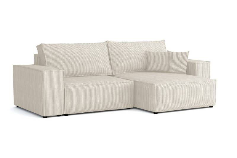 Deine Möbel 24 Wohnlandschaft MATT 255 cm breit Ecksofa Sofa Wohnzimmer L-Couch Cord Samt, Grau Beige Dunkelgrau Anthrazit Graphit Schwarz Hellgrau 2 Teile, mit Schlaffuntion Bettkasten Stauraum Bettkasten von Deine Möbel 24