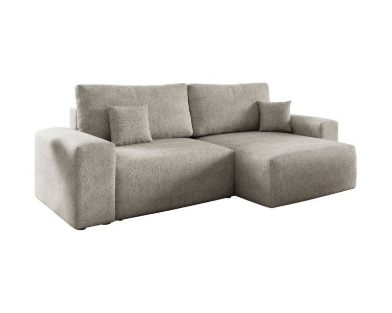 Deine Möbel 24 Wohnlandschaft MILKY 255 cm breit Ecksofa Sofa Wohnzimmer L-Couch Cord Samt, Creme Grau Beige Hellgrau Anthrazit Graphit Hellgrau Boucle Teddy 2 Teile, mit Schlaffunktion Bettfunktion Stauraum Bettkasten von Deine Möbel 24