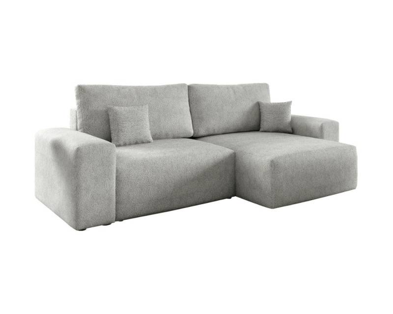 Deine Möbel 24 Wohnlandschaft MILKY 255 cm breit Ecksofa Sofa Wohnzimmer L-Couch Cord Samt, Creme Grau Beige Hellgrau Anthrazit Graphit Hellgrau Boucle Teddy 2 Teile, mit Schlaffunktion Bettfunktion Stauraum Bettkasten von Deine Möbel 24