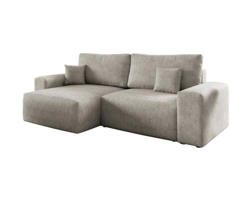 Deine Möbel 24 Wohnlandschaft MILKY 255 cm breit Ecksofa Sofa Wohnzimmer L-Couch Cord Samt, Creme Grau Beige Hellgrau Anthrazit Graphit Hellgrau Boucle Teddy 2 Teile, mit Schlaffunktion Bettfunktion Stauraum Bettkasten von Deine Möbel 24