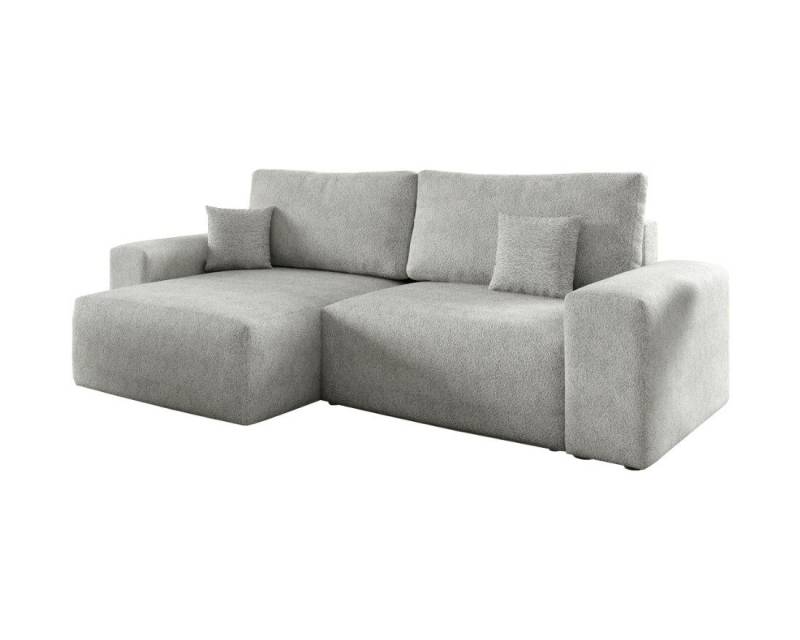 Deine Möbel 24 Wohnlandschaft MILKY 255 cm breit Ecksofa Sofa Wohnzimmer L-Couch Cord Samt, Creme Grau Beige Hellgrau Anthrazit Graphit Hellgrau Boucle Teddy 2 Teile, mit Schlaffunktion Bettfunktion Stauraum Bettkasten von Deine Möbel 24