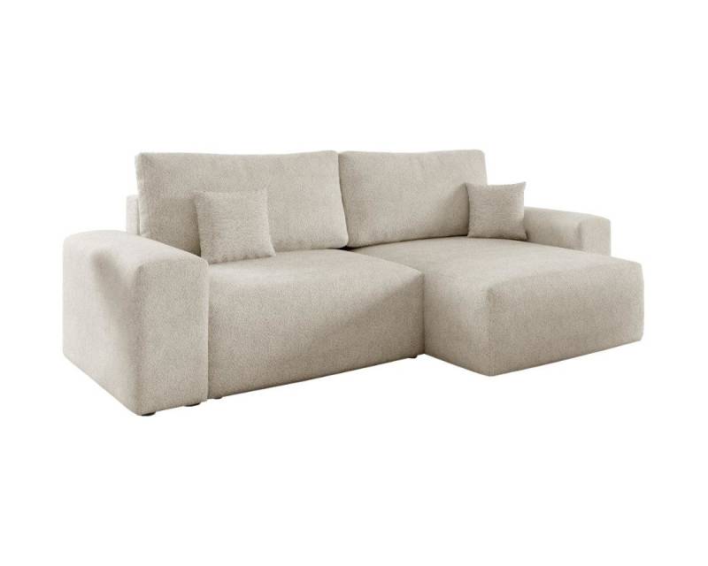 Deine Möbel 24 Wohnlandschaft MILKY 255 cm breit Ecksofa Sofa Wohnzimmer L-Couch Cord Samt, Creme Grau Beige Hellgrau Anthrazit Graphit Hellgrau Boucle Teddy 2 Teile, mit Schlaffunktion Bettfunktion Stauraum Bettkasten von Deine Möbel 24