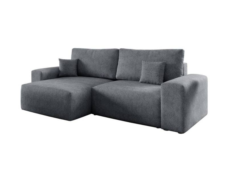 Deine Möbel 24 Wohnlandschaft MILKY 255 cm breit Ecksofa Sofa Wohnzimmer L-Couch Cord Samt, Creme Grau Beige Hellgrau Anthrazit Graphit Hellgrau Boucle Teddy 2 Teile, mit Schlaffunktion Bettfunktion Stauraum Bettkasten von Deine Möbel 24