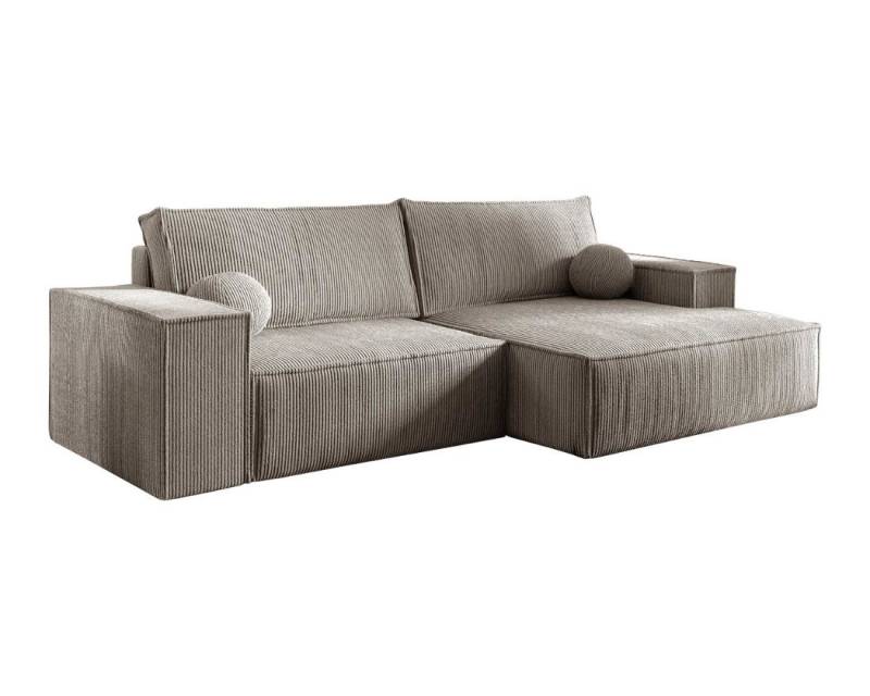 Deine Möbel 24 Wohnlandschaft NEPTUN 255 cm breit Ecksofa Sofa Wohnzimmer L-Couch Cord Samt, Grau Beige Dunkelgrau Anthrazit Graphit Schwarz Hellgrau Creme 2 Teile, mit Schlaffunktion Bettfunktion Bettkasten Stauraum von Deine Möbel 24