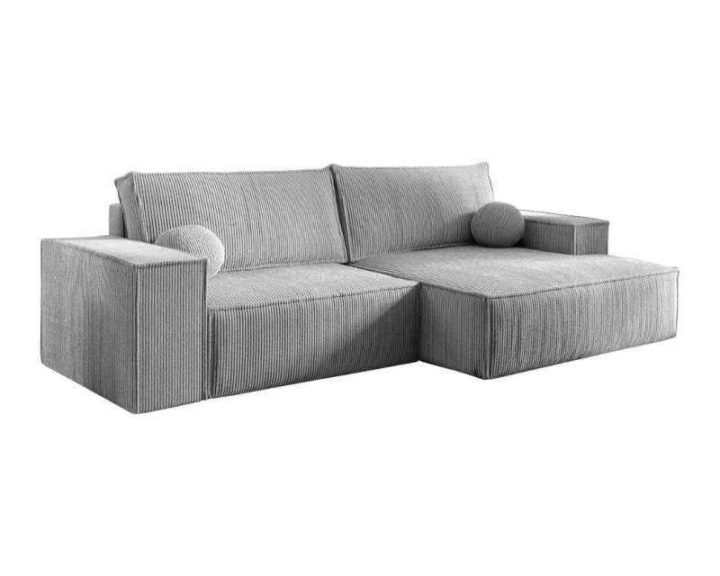 Deine Möbel 24 Wohnlandschaft NEPTUN 255 cm breit Ecksofa Sofa Wohnzimmer L-Couch Cord Samt, Grau Beige Dunkelgrau Anthrazit Graphit Schwarz Hellgrau Creme 2 Teile, mit Schlaffunktion Bettfunktion Bettkasten Stauraum von Deine Möbel 24
