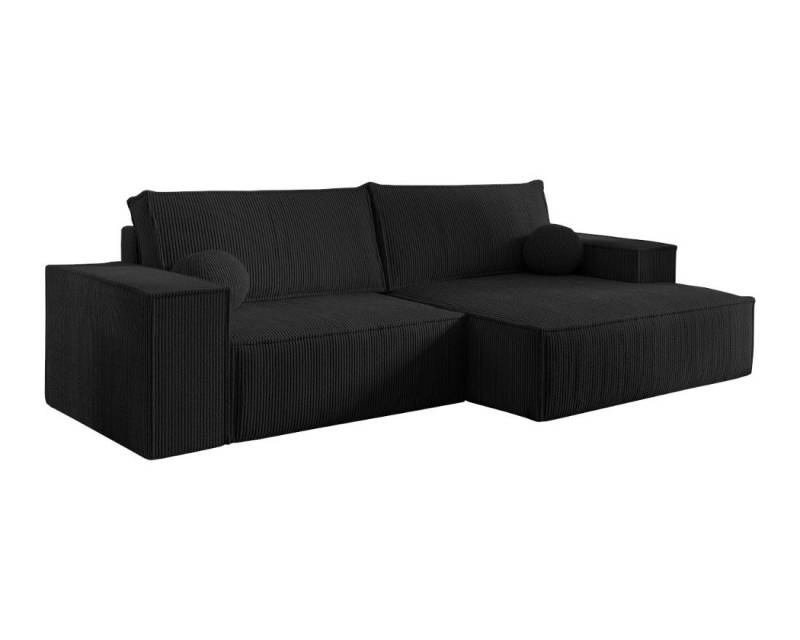 Deine Möbel 24 Wohnlandschaft NEPTUN 255 cm breit Ecksofa Sofa Wohnzimmer L-Couch Cord Samt, Grau Beige Dunkelgrau Anthrazit Graphit Schwarz Hellgrau Creme 2 Teile, mit Schlaffunktion Bettfunktion Bettkasten Stauraum von Deine Möbel 24