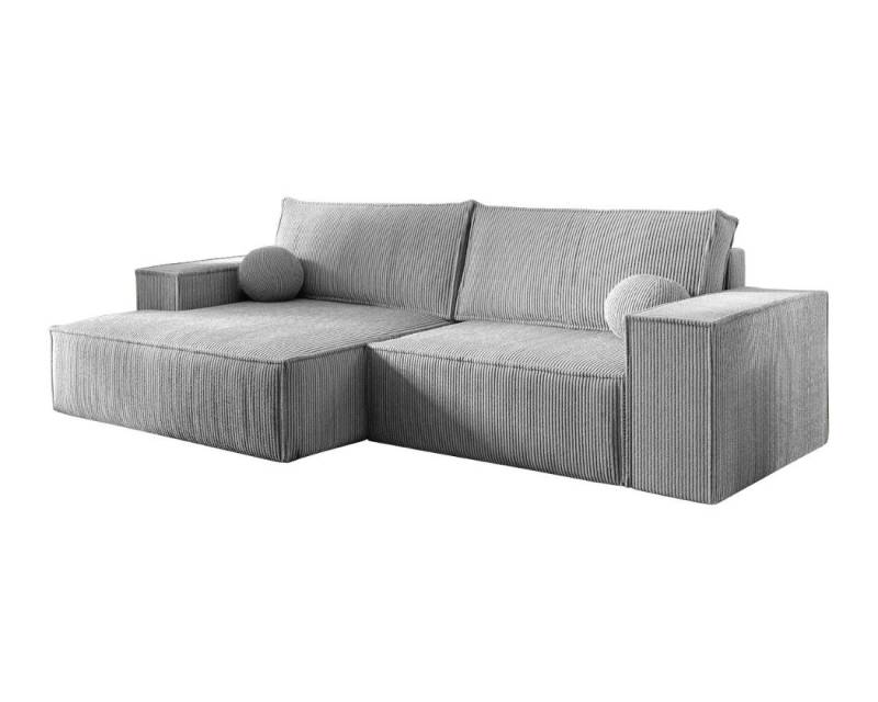 Deine Möbel 24 Wohnlandschaft NEPTUN 255 cm breit Ecksofa Sofa Wohnzimmer L-Couch Cord Samt, Grau Beige Dunkelgrau Anthrazit Graphit Schwarz Hellgrau Creme 2 Teile, mit Schlaffunktion Bettfunktion Bettkasten Stauraum von Deine Möbel 24