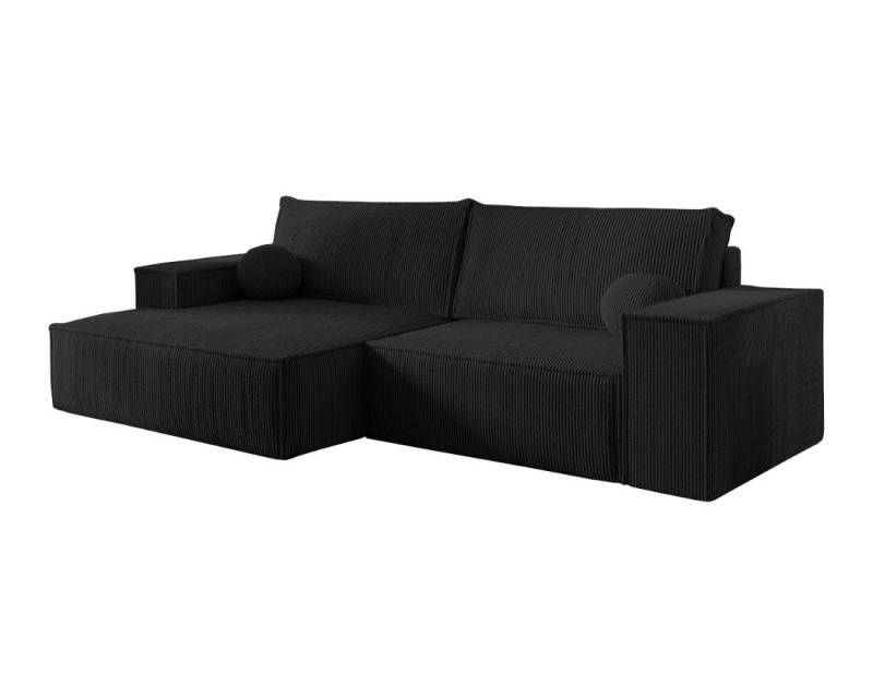 Deine Möbel 24 Wohnlandschaft NEPTUN 255 cm breit Ecksofa Sofa Wohnzimmer L-Couch Cord Samt, Grau Beige Dunkelgrau Anthrazit Graphit Schwarz Hellgrau Creme 2 Teile, mit Schlaffunktion Bettfunktion Bettkasten Stauraum von Deine Möbel 24