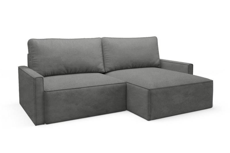 Deine Möbel 24 Wohnlandschaft NEVADA 229 cm breit Ecksofa Sofa Wohnzimmer L-Couch Cord Samt, Bouclé Weiß Creme Grau Hellgrau Dunkelgrau 3 Teile, mit Bettfunktion Schlaffunktion von Deine Möbel 24