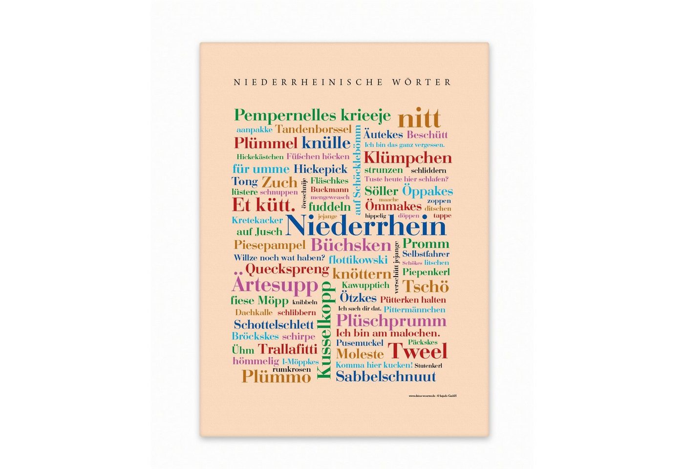 Deine Wörter Leinwandbild Leinwand Niederrheinische Wörter - Keilrahmen von Deine Wörter