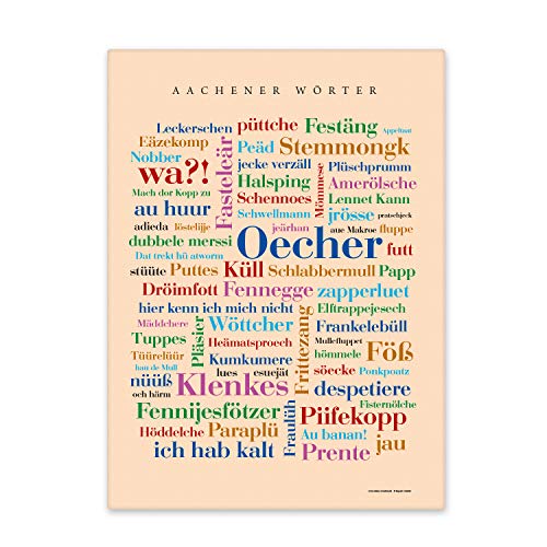 Leinwand Aachener Wörter, Tagcloud mit Mundart aus Aachen - Öcher Wörter. Eine originelle Wanddekoration und schöne Geschenkidee - Keilrahmen 30x40 cm von Deine Wörter