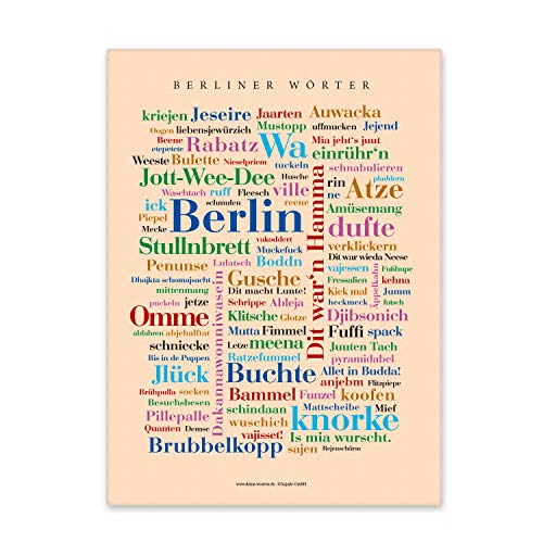 Leinwand Berliner Wörter, Tagcloud mit Mundart aus Berlin. Eine originelle Wanddekoration und schöne Geschenkidee - Keilrahmen 30x40 cm von Deine Wörter